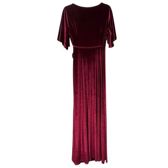 Baltic Born Maxi Wrap Velvet Dress Meghan Wedding Holiday Party Burgundy Size XL - Picture 4 of 13